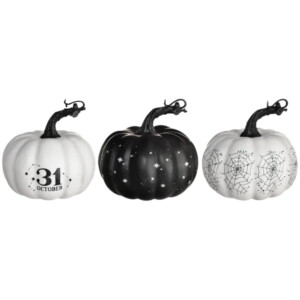 Classic Black And White Pumpkins, Set Of 3