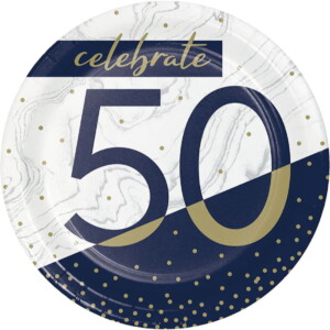 Navy & Gold Milestone 7In Plates-#50