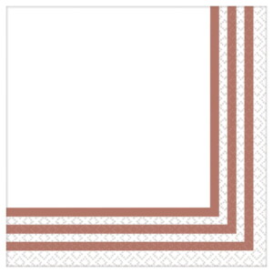 5" X 5" Striped Rose Gold Beverage Napkins