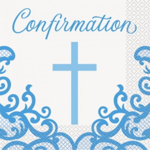 Fancy Blue Confirmation Napkins, 16Ct